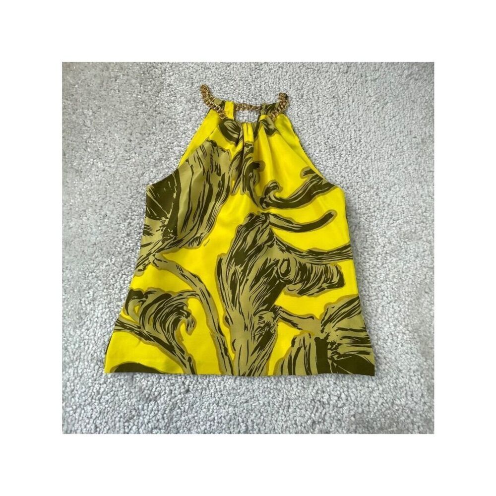 Milly Silk Yellow Floral Gold Chain Womens 6